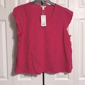 Three Dots NWT soft pink cotton top shirt blouse size XXL
